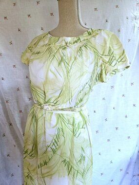 Size M Vintage 60s Leslie Pomer Green Dress